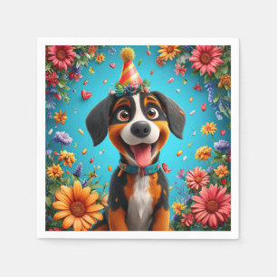 Adorable Dog feiert Geburtstagsparty Serviette