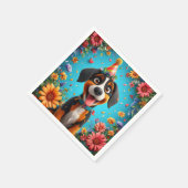 Adorable Dog feiert Geburtstagsparty Serviette (Ecke)