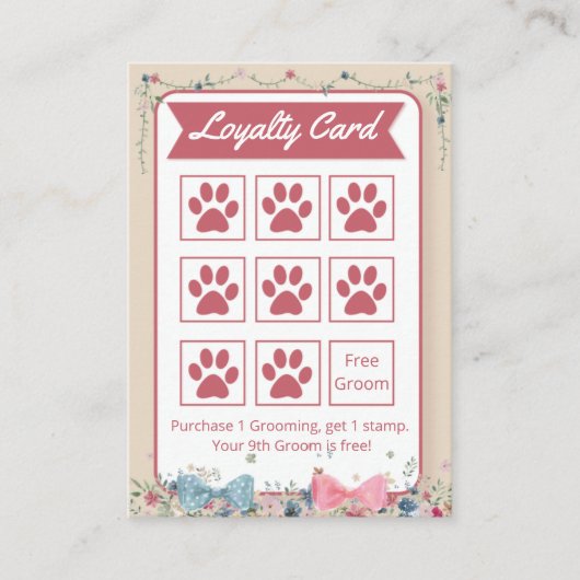 Adorable Dog Groomer Loyalty Card Visitenkarte (Vorderseite)