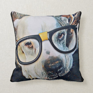 Adorable Dog mit Brille und Paw-Druck-Kissen Kissen