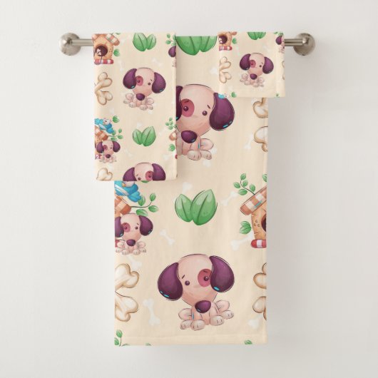 Adorable Dog Muster Badhandtuch Set (Insitu)