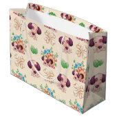 Adorable Dog Muster Große Geschenktüte (Rückseite Schrägansicht)