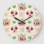 Adorable Dog Muster Große Wanduhr (Vorderseite)