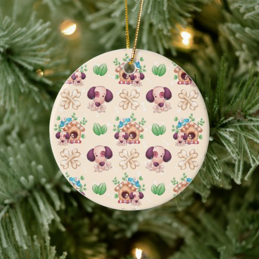 Adorable Dog Muster Keramik Ornament (Baum)