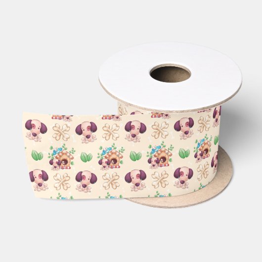 Adorable Dog Muster Satinband (Spule)