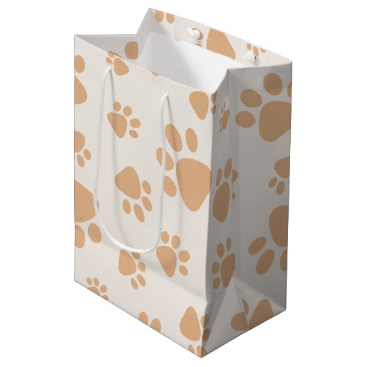 Adorable Dog Paw Print Mittlere Geschenktüte (Vorderseite Schrägansicht)