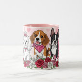 Adorable Dog Trio Roses Pet Lover Coffee Mug Zweifarbige Tasse (Mittel)