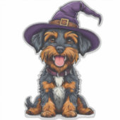 Adorable Dog Wear Lila Wizard Hat Aufkleber (Vorderseite)