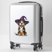 Adorable Dog Wear Lila Wizard Hat Aufkleber (Koffer)