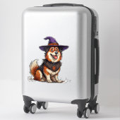 Adorable Dog Wear Lila Wizard Hat Aufkleber (Koffer)