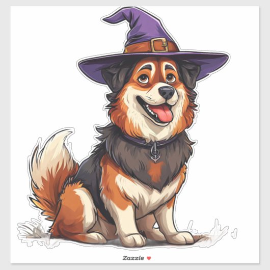 Adorable Dog Wear Lila Wizard Hat Aufkleber (Blatt)