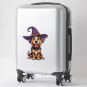Adorable Dog Wear Lila Wizard Hat Aufkleber (Koffer)