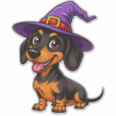 Adorable Dog Wear Lila Wizard Hat Aufkleber (Vorderseite)