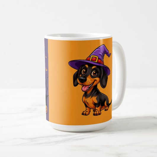 Adorable Dog Wear Lila Wizard Hat Kaffeetasse (VorderseiteRechts)