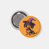 Adorable Dog Wear Lila Wizard Hat Magnet (Vorderseite/Rückseite)