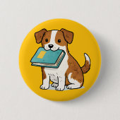Adorable Dog with Book Button (Vorderseite)