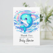 Adorable Dolphin Baby Dusche Dankeskarte (Stehend Vorderseite)