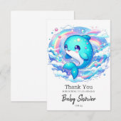 Adorable Dolphin Baby Dusche Dankeskarte (Vorne/Hinten)