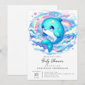 Adorable Dolphin Baby Dusche Einladung (Vorne/Hinten)