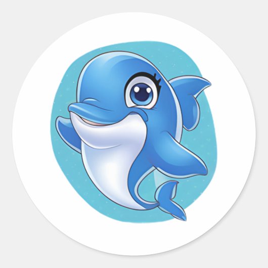 Adorable Dolphin Sticker - Niedlicher Cartoon (Vorderseite)