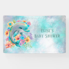 Adorable Dolphin und Florals Babydusche Banner