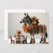 Adorable Donkey-Erntedank Postkarte (Vorne/Hinten)