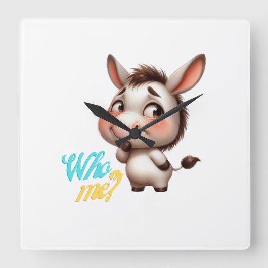 Adorable Donkey für Weihnachten 2024 - Perfektes G Quadratische Wanduhr (Vorderseite)
