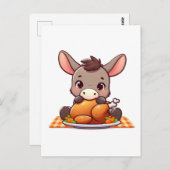 Adorable Donkey isst Erntedank Türkei Postkarte (Vorne/Hinten)