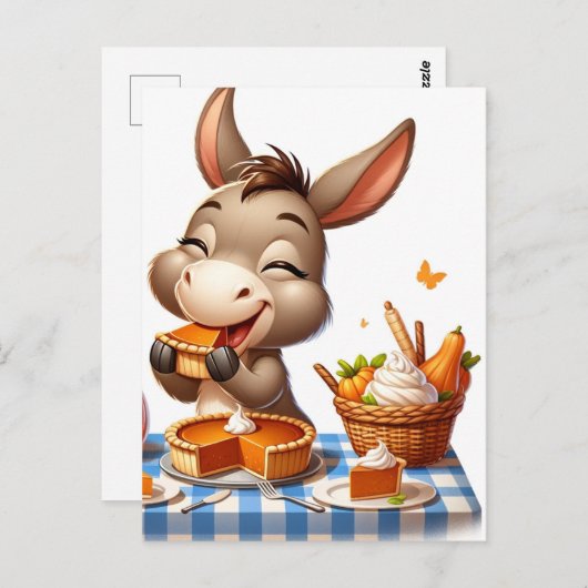 Adorable Donkey isst Pie Postkarte (Vorne/Hinten)