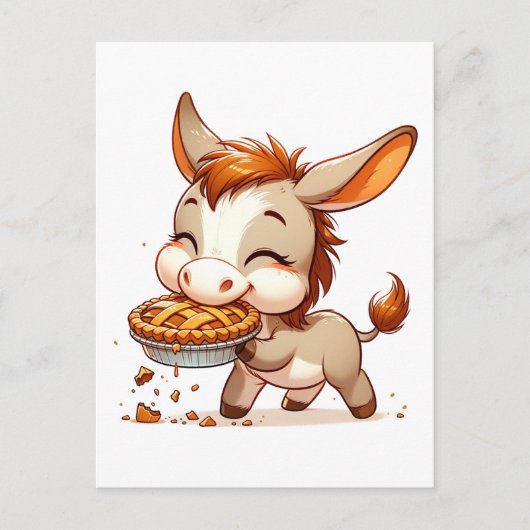 Adorable Donkey Steals Pie Postkarte (Vorderseite)