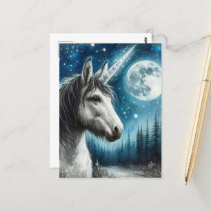 Adorable Donkey Unicorn mit Mond Postkarte