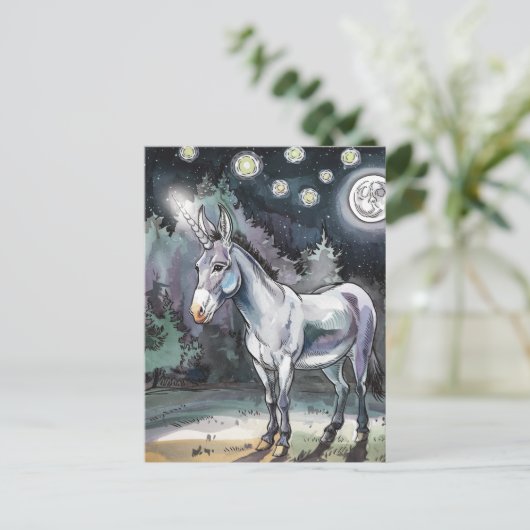 Adorable Donkey Unicorn Postkarte (Stehend Vorderseite)