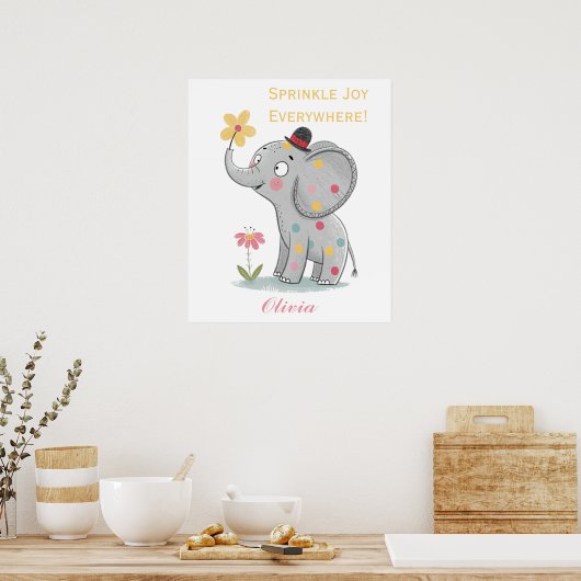 Adorable Doodle Elephant Niedlich & spielerisch Poster (Küche)