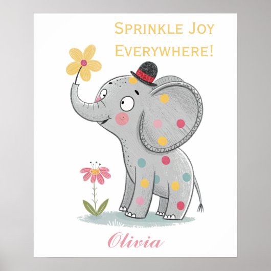 Adorable Doodle Elephant Niedlich & spielerisch Poster (Vorne)