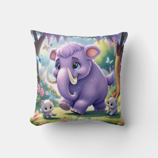 Adorable, doppelseitige Babymammutgestaltung Kissen (Vorderseite)