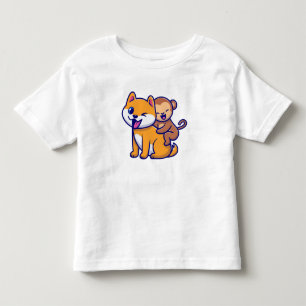 Adorable Dose and Monkey Cartoon Duo Kleinkind T-shirt