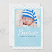 Adorable Dots Taufe Einladung - Blau (Vorderseite)