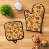 Adorable Doughnuts and Tea pattern Ofenhandschuh & Topflappen-Set (Oben Unten)