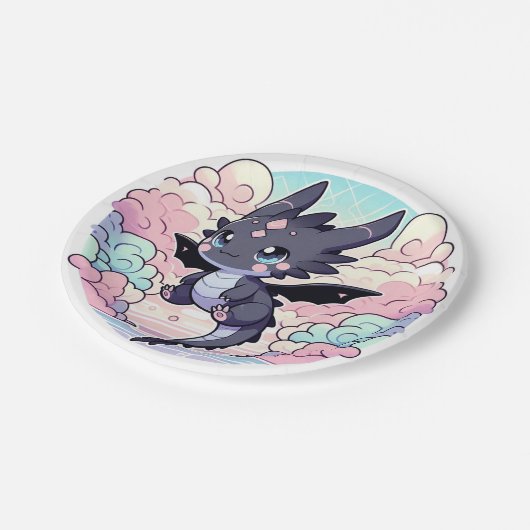 Adorable Dragon Baby Dusche Pappteller (Schrägansicht)