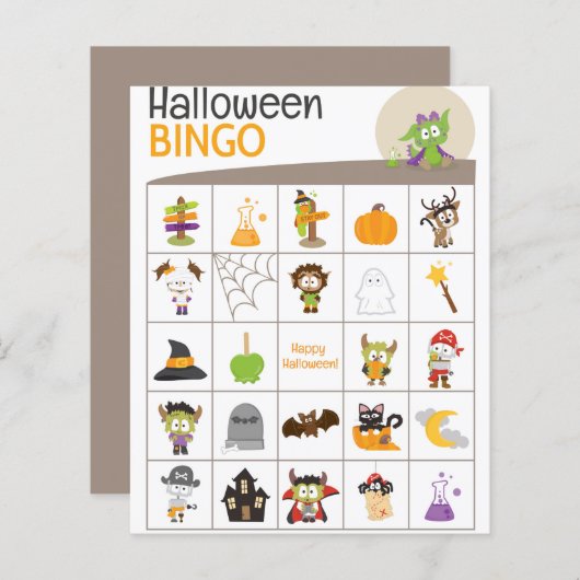 Adorable Dragon Halloween BINGO Board! (Vorne/Hinten)