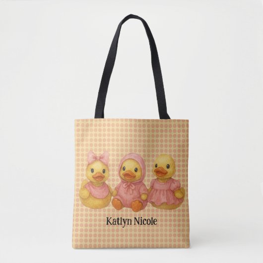 Adorable Duck Trio in rosa Outfits Tasche (Vorderseite)