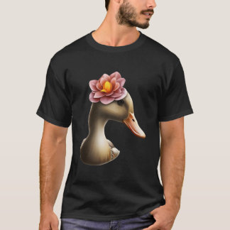 Adorable Duck With A Flower Beautiful Duck Flower T-Shirt