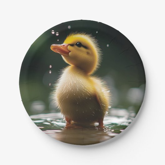 "Adorable Duckling im Regen Pappteller (Vorderseite)