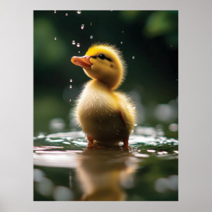 "Adorable Duckling im Regen Poster