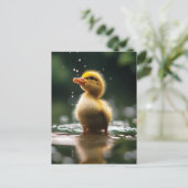 "Adorable Duckling im Regen Postkarte (Stehend Vorderseite)