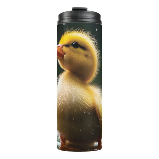 "Adorable Duckling im Regen Thermosbecher (Vorderseite)