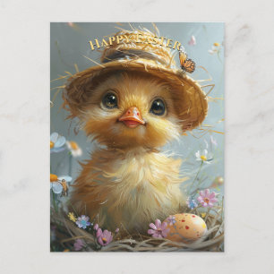 Adorable Duckling Strohhalm Ostereier Blume Postkarte