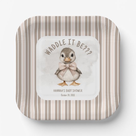 Adorable Duckling Waddle It Be Baby Shower Pappteller (Vorderseite)