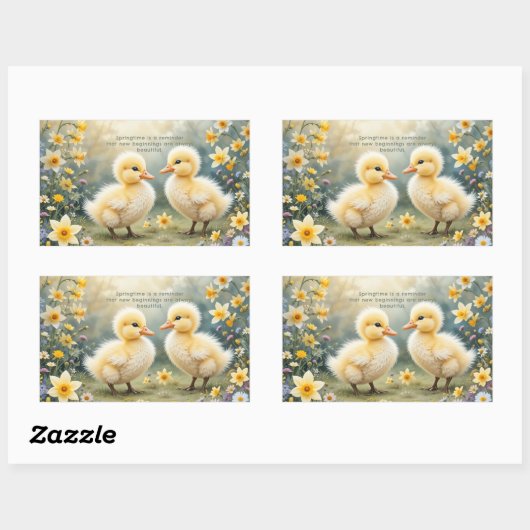 Adorable Ducklings in Frühlingsdüree Rechteckiger Aufkleber (Blatt)
