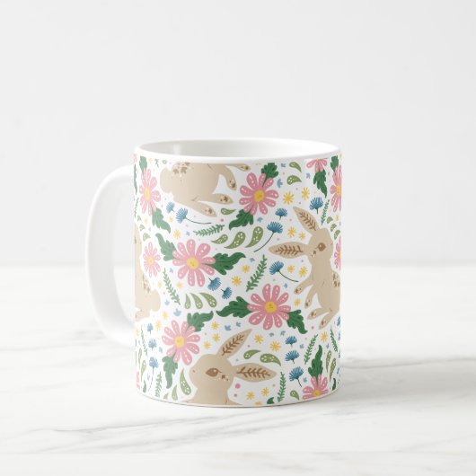 adorable Easter Bunny & Eggs Pattern Kaffeetasse (Vorderseite Links)